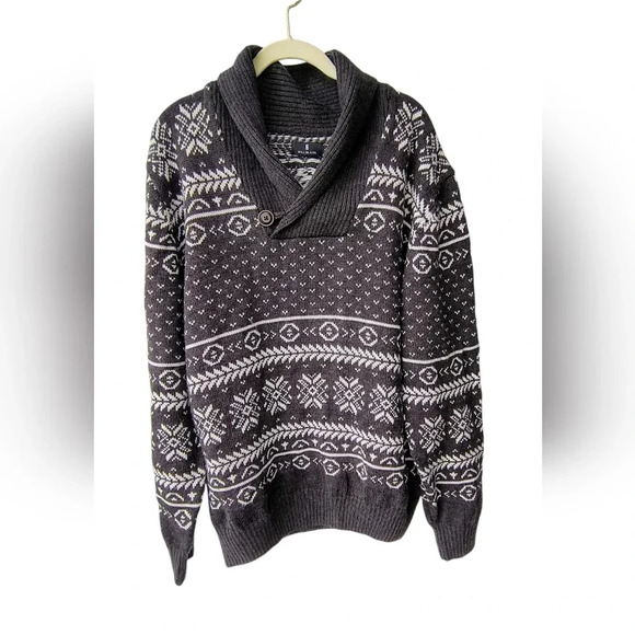 Bill Blass Men's Shawl Neck Wool Blend Grandpa Knit Heavyweight Sweater L - Picture 8 of 8